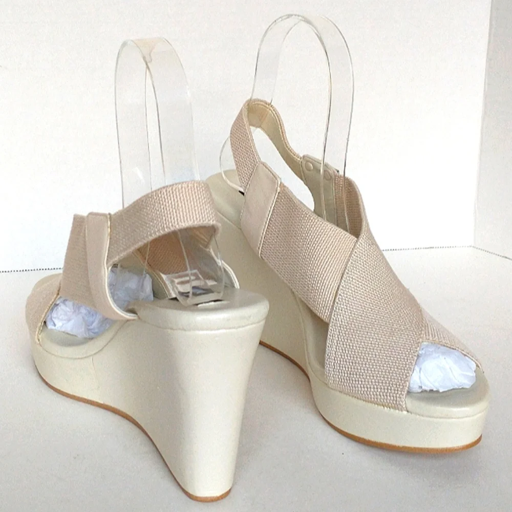 New w/o Box DKNY Genuine Leather Slingback Wedge Sandals Size 8